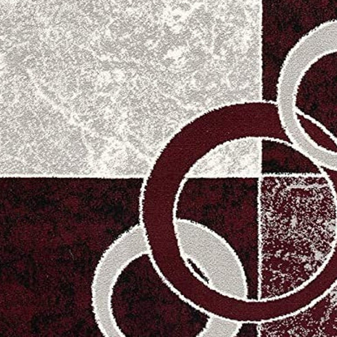 10' Red And White Abstract Runner Rug